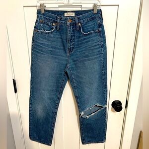 Madewell Classic Straight Leg Jean Size 27 Denim Distressed high rise